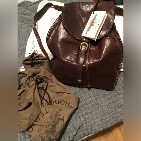 NWT Campomaggi backpack w/studs-dark brown - Picture 6 of 16